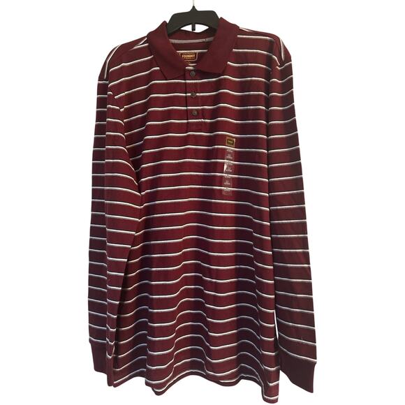 NWOT The Foundry Men's Long Sleeve Polo Style Shirt Stripe Collar Cuffs Size XLT - Picture 1 of 4